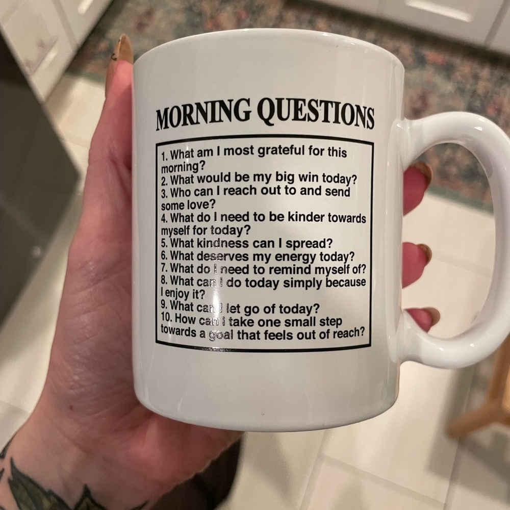 Morning Questions mug